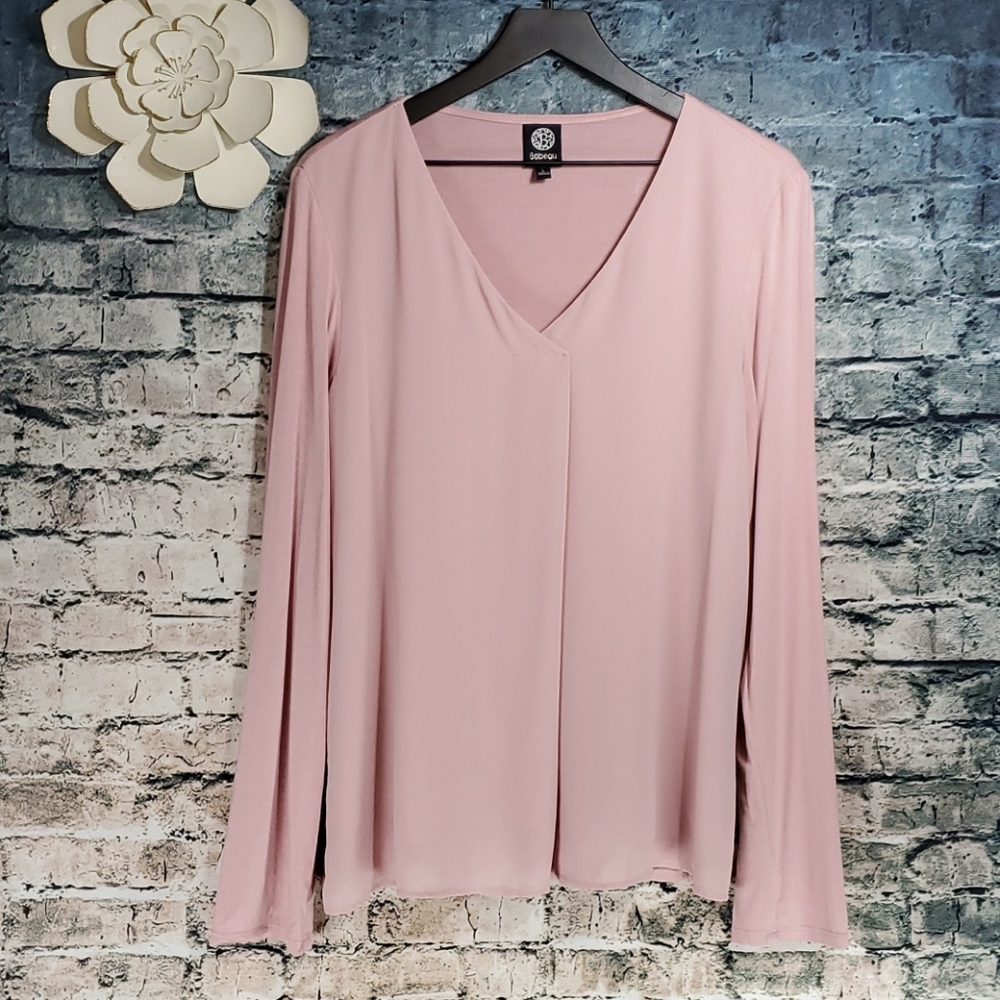 Bobeau | Drape Front Dusty Rose Boho Blouse